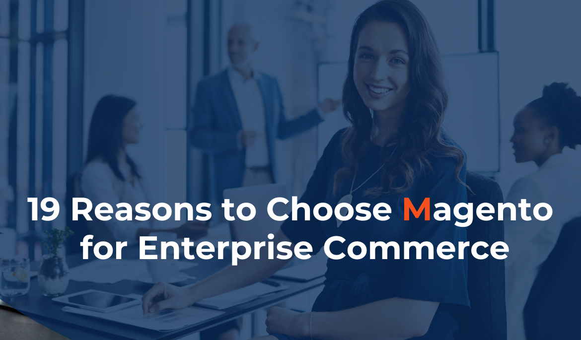 The image features the Magento logo prominently, surrounded by icons symbolizing flexibility, scalability, and diverse e-commerce functionalities. It communicates the advantages of choosing Magento for building and managing e-commerce platforms, emphasizing its robust features and flexibility.