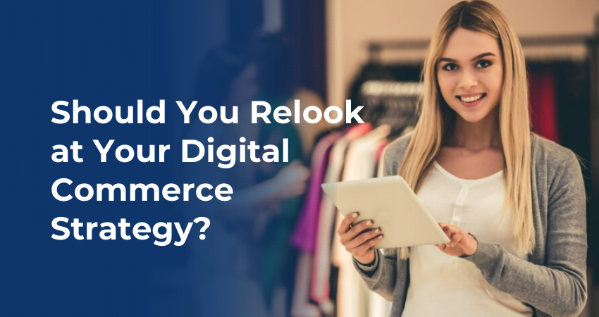 The graphic illustrates a dynamic blend of digital commerce elements, presenting a thought-provoking question. The image conveys the essence of reevaluation and strategic reconsideration, suggesting comprehensive insights into refining digital commerce strategies for optimal results.