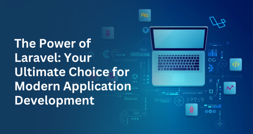 Illustration depicting 'The Power of Laravel.' The image symbolizes the Laravel framework's strength with vibrant graphics, showcasing its ability to streamline web development. It visually communicates efficient coding, scalability, and a robust foundation for creating dynamic and feature-rich applications.